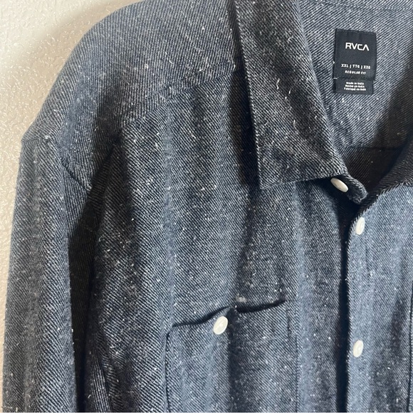 RVCA Dark Grey/Blue Speckled Long-Sleeve Button-Down Shirt XXL - Picture 5 of 6